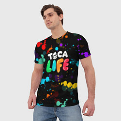 Футболка мужская TOCA BOCA RAINBOW PAINTS ТОКА БОКА РАДУЖНЫЕ КРАСКИ, цвет: 3D-принт — фото 2