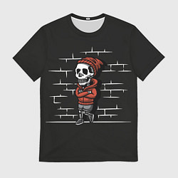 Мужская футболка Скелет у стены