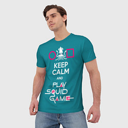 Футболка мужская Keep calm and play squid game, цвет: 3D-принт — фото 2
