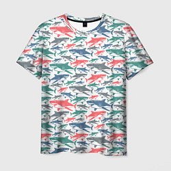 Мужская футболка Разноцветные Акулы