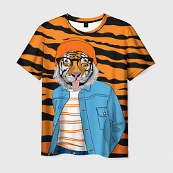 Мужская футболка Тигр фурри на стиле