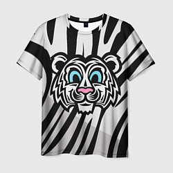 Футболка мужская Забавный Белый тигр, цвет: 3D-принт