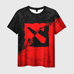 Мужская футболка DOTA 2 RED BLACK LOGO, БРЫЗГИ КРАСОК