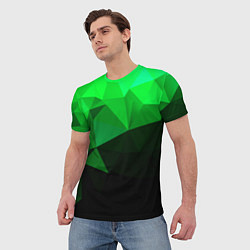 Футболка мужская Изумрудный Зеленый Геометрия, цвет: 3D-принт — фото 2