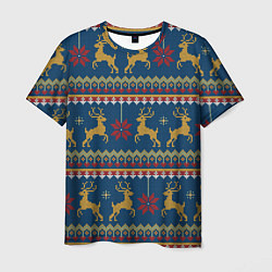 Мужская футболка Новогодний свитер c оленями 3