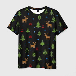 Мужская футболка Новогодние олени и елки