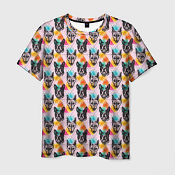 Мужская футболка Собаки в красочном дизайне