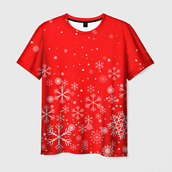 Мужская футболка Летящие снежинки