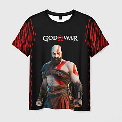 Мужская футболка God of War красные разводы