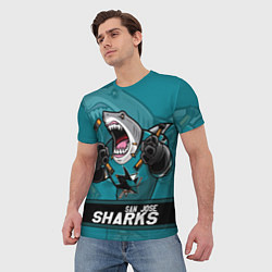Футболка мужская San Jose Sharks, Сан Хосе Шаркс, цвет: 3D-принт — фото 2