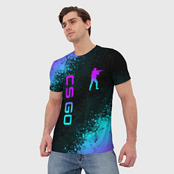 Футболка мужская CS GO NEON SYMBOL STYLE SKIN КС ГО НЕОН, цвет: 3D-принт — фото 2