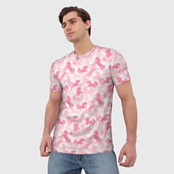 Футболка мужская Розовые Единороги, цвет: 3D-принт — фото 2