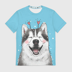 Мужская футболка Веселая хаски