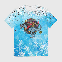 Мужская футболка Санта на дино 2024