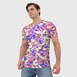 Футболка мужская Сердечки-черепушки, цвет: 3D-принт — фото 2