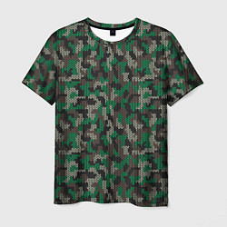 Мужская футболка Зелёный Вязаный Камуфляж