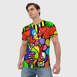 Футболка мужская Romero Britto - love you, цвет: 3D-принт — фото 2