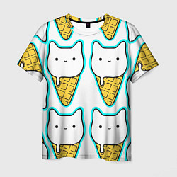 Мужская футболка Гигантские коты мороженое