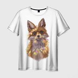 Мужская футболка Fox with a garland