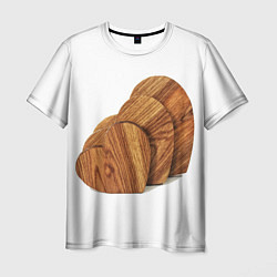 Мужская футболка Сердечки из дерева