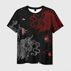 Мужская футболка Китайский дракон Красно - Белый