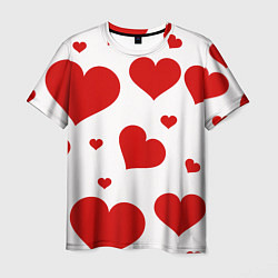 Мужская футболка Красные сердечки Heart