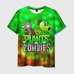 Мужская футболка Plants vs Zombies горохострел и зомби