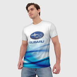 Футболка мужская Subaru Спорт текстура, цвет: 3D-принт — фото 2