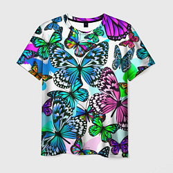Мужская футболка Рой цветных бабочек