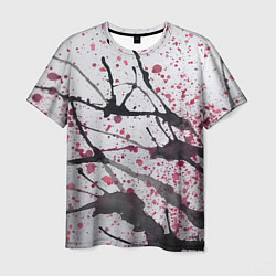 Мужская футболка Сакура цветёт рисунок акварелью