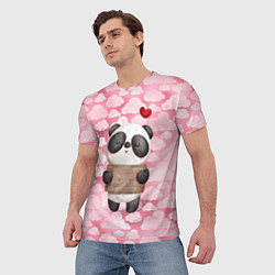 Футболка мужская Панда с сердечком love, цвет: 3D-принт — фото 2