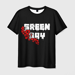 Мужская футболка Green day Цветы