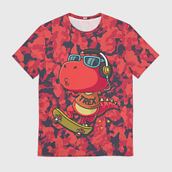 Мужская футболка Веселый динозавр на скейте