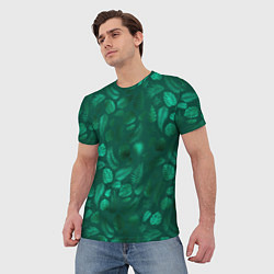 Футболка мужская Яркие зеленые листья, цвет: 3D-принт — фото 2