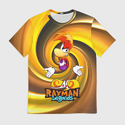 Футболка мужская Rayman Legends на фоне желтой спирали, цвет: 3D-принт
