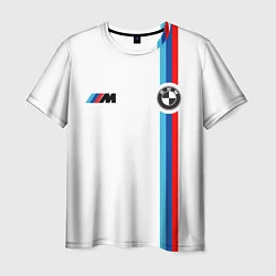 Футболка мужская БМВ 3 STRIPE BMW WHITE, цвет: 3D-принт