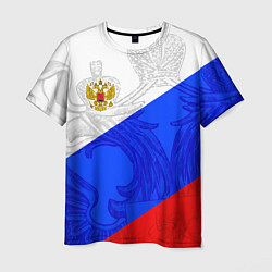 Мужская футболка Российский герб: триколор