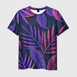 Мужская футболка Neon Tropical plants pattern