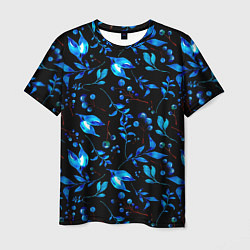 Футболка мужская Ночные синие листья, цвет: 3D-принт