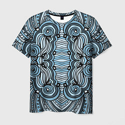 Мужская футболка Абстрактный узор в дудл стиле Рисунок от руки Лини