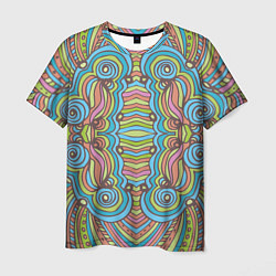 Мужская футболка Абстрактный разноцветный узор Линии, волны, полосы