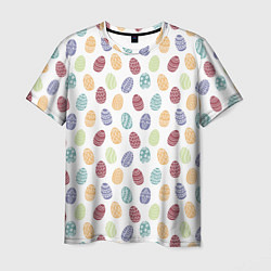 Мужская футболка Пасхальные яйца Паттерн на белом фоне