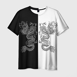 Мужская футболка Double Dragon Дракон Чб