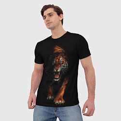 Футболка мужская Тигр на черном фоне, цвет: 3D-принт — фото 2