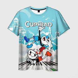 Футболка мужская Cuphead 2 чашечки, цвет: 3D-принт