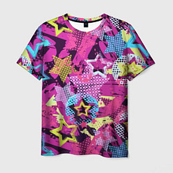 Футболка мужская Star Colorful Pattern Fashion Neon, цвет: 3D-принт