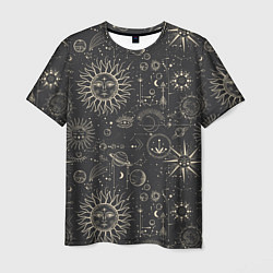 Мужская футболка Небесные тела, созвездия, солнце, космос, мистика