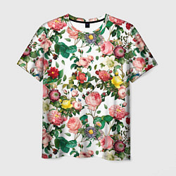 Мужская футболка Узор из летних роз Summer Roses Pattern