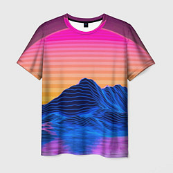 Мужская футболка Vaporwave Mountains Психоделика Неон