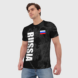 Футболка мужская RUSSIA - BLACK EDITION, цвет: 3D-принт — фото 2